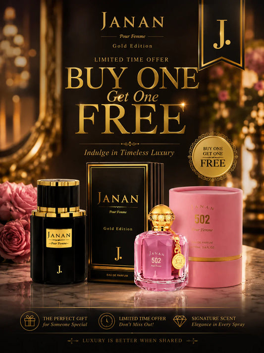 Janan Gold & 502 Wasim Akram Perfume Deal – Buy 1 Get 1 Free (Pack of 2) 100ml